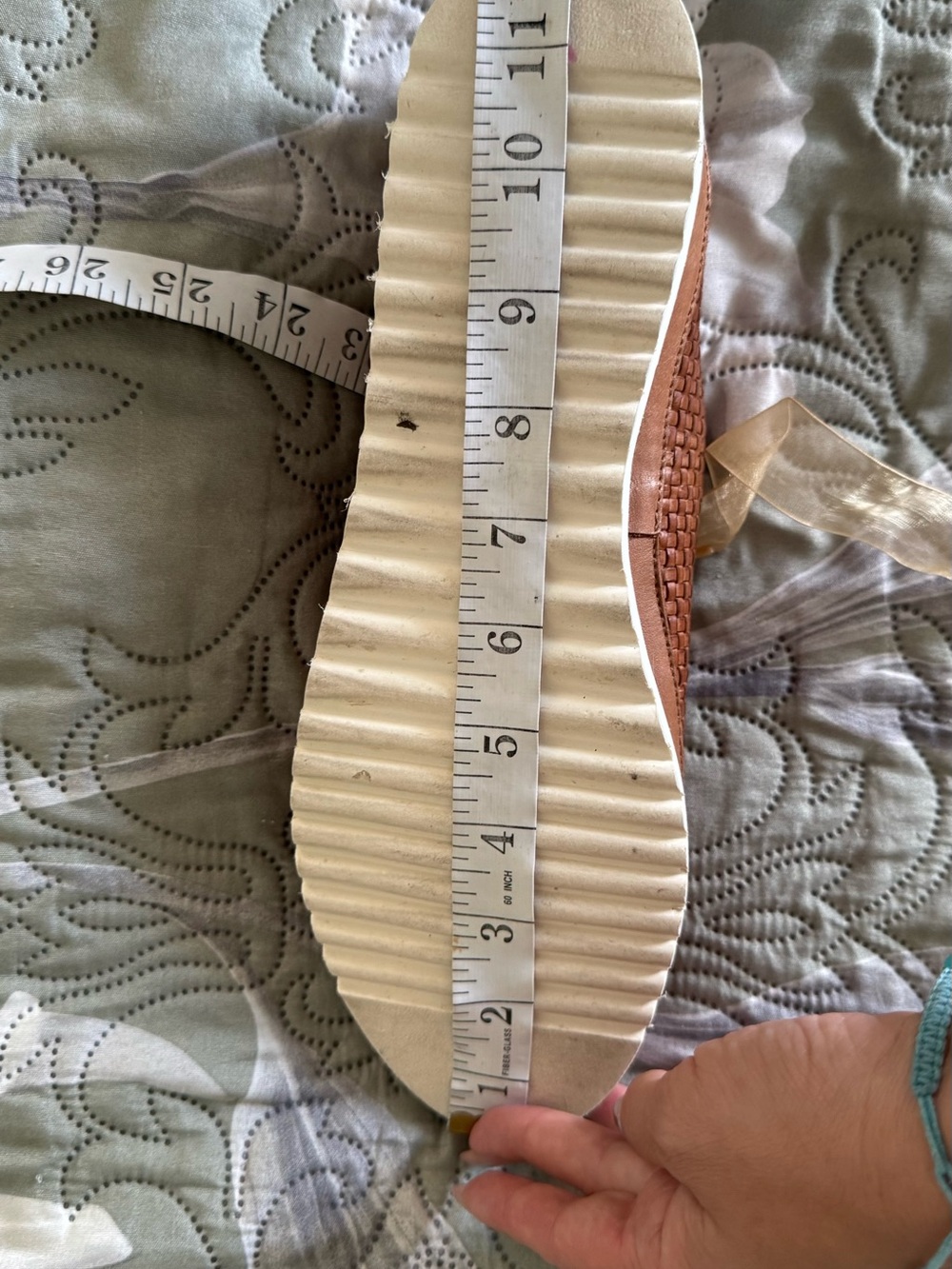 Woven Low-Top Sneakers in Copper Brown with Sheer Cream Laces - Picture 9 of 10